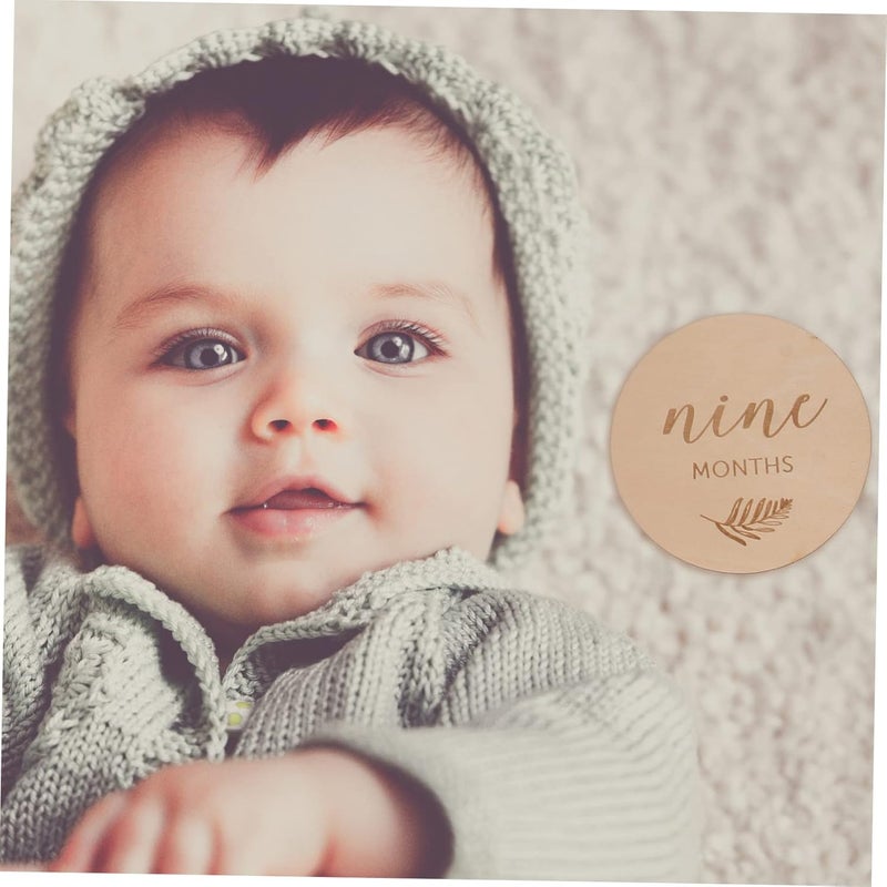 12Pcs Wooden Milestone Discs Double Sided Monthly Photo Props For Baby First Year - Image 3